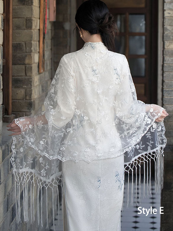 White Lace Shawls Wraps for Evening Party Dresses