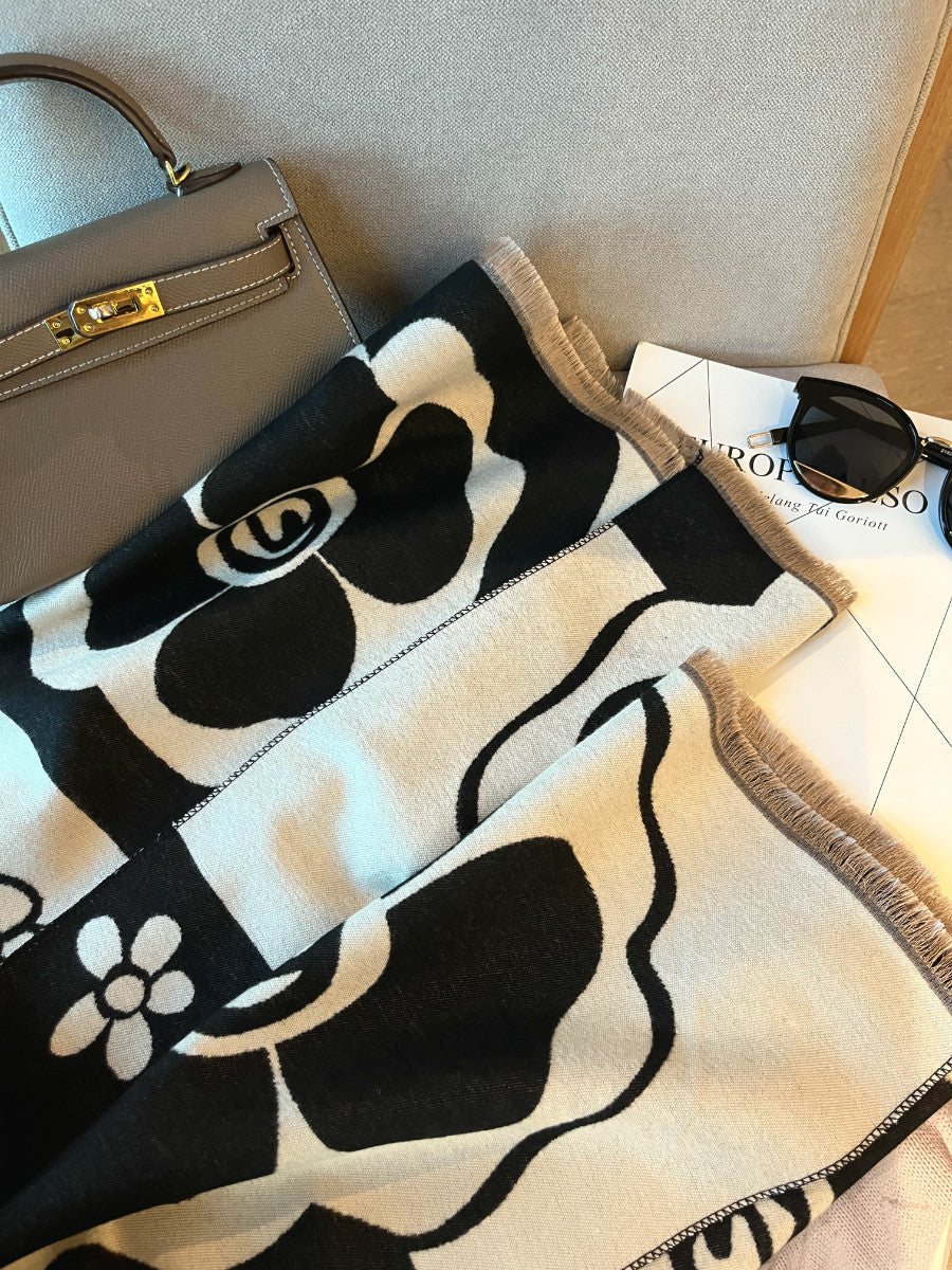 Floral Pattern Woman Long Winter Scarf Shawl Wrap