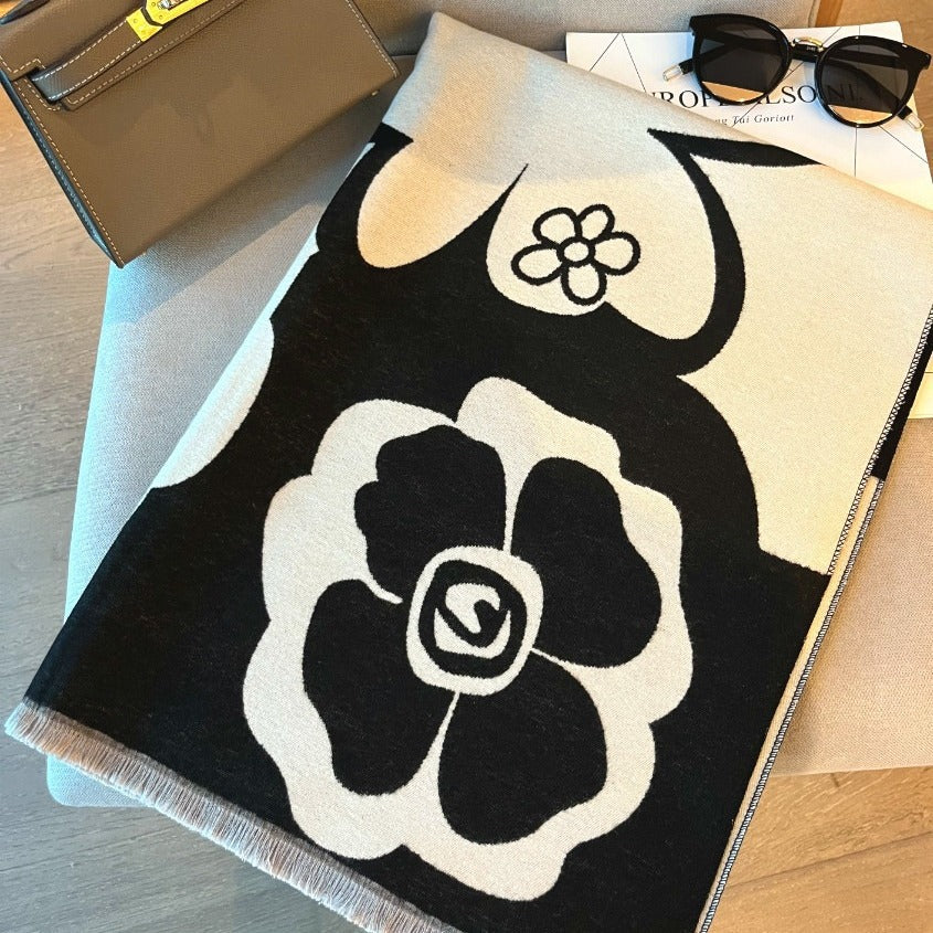 Floral Pattern Woman Long Winter Scarf Shawl Wrap