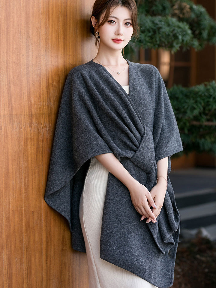 Women Spring Fall Shawl Wrap Open Front Poncho Sweater