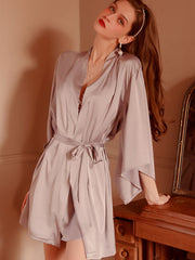 2 Piece Sexy Lace Lingerie Sleepwear Dress Nightgown & Robe