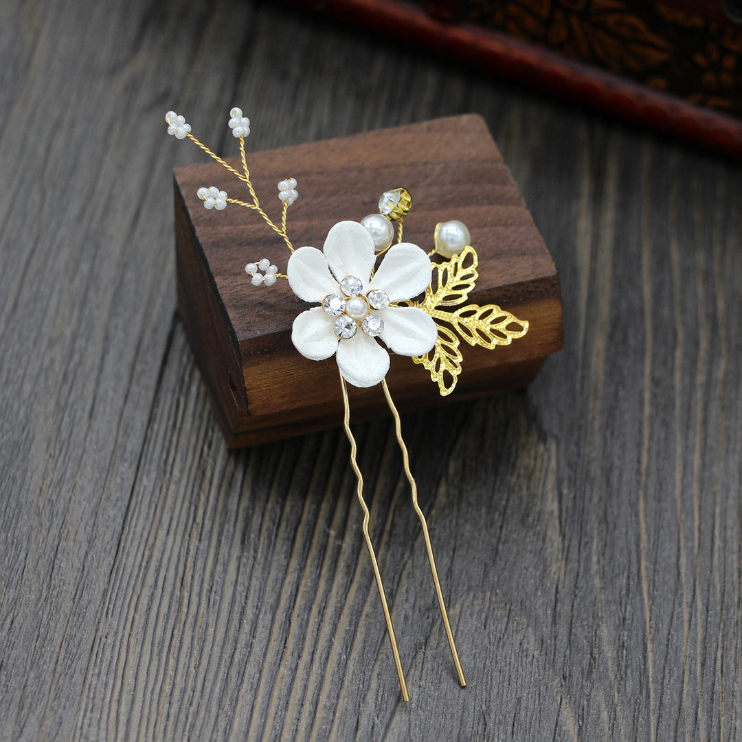 4 Pics Rhinestone Flower Bridesmaids Wedding Hair Combs Pins