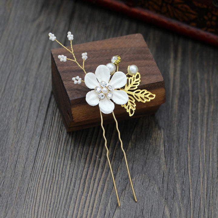 4 Pics Rhinestone Flower Bridesmaids Wedding Hair Combs Pins