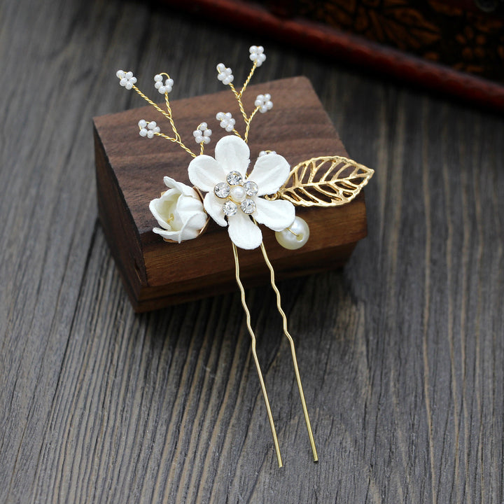4 Pics Rhinestone Flower Bridesmaids Wedding Hair Combs Pins