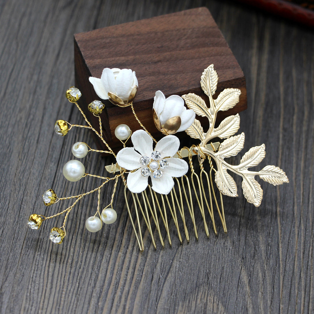 4 Pics Rhinestone Flower Bridesmaids Wedding Hair Combs Pins