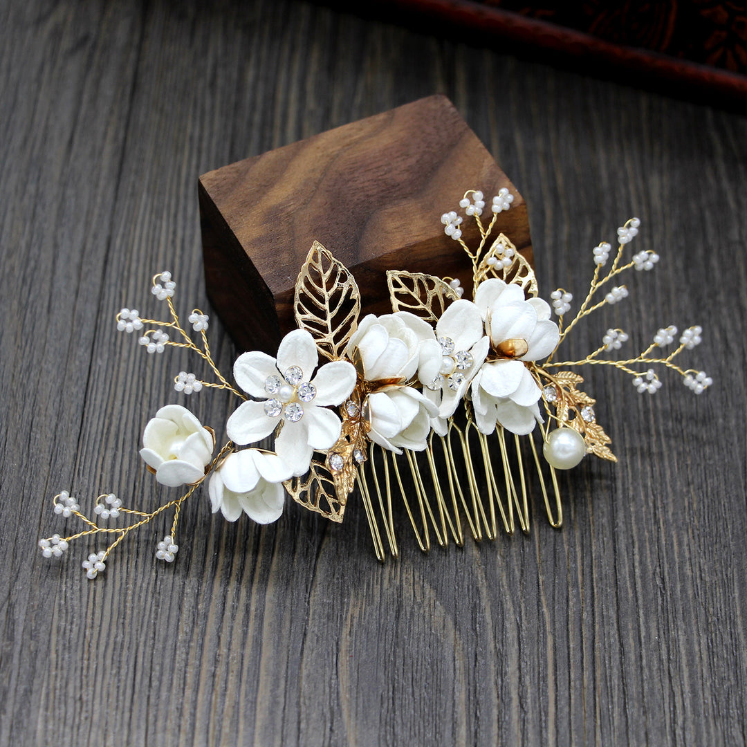 4 Pics Rhinestone Flower Bridesmaids Wedding Hair Combs Pins