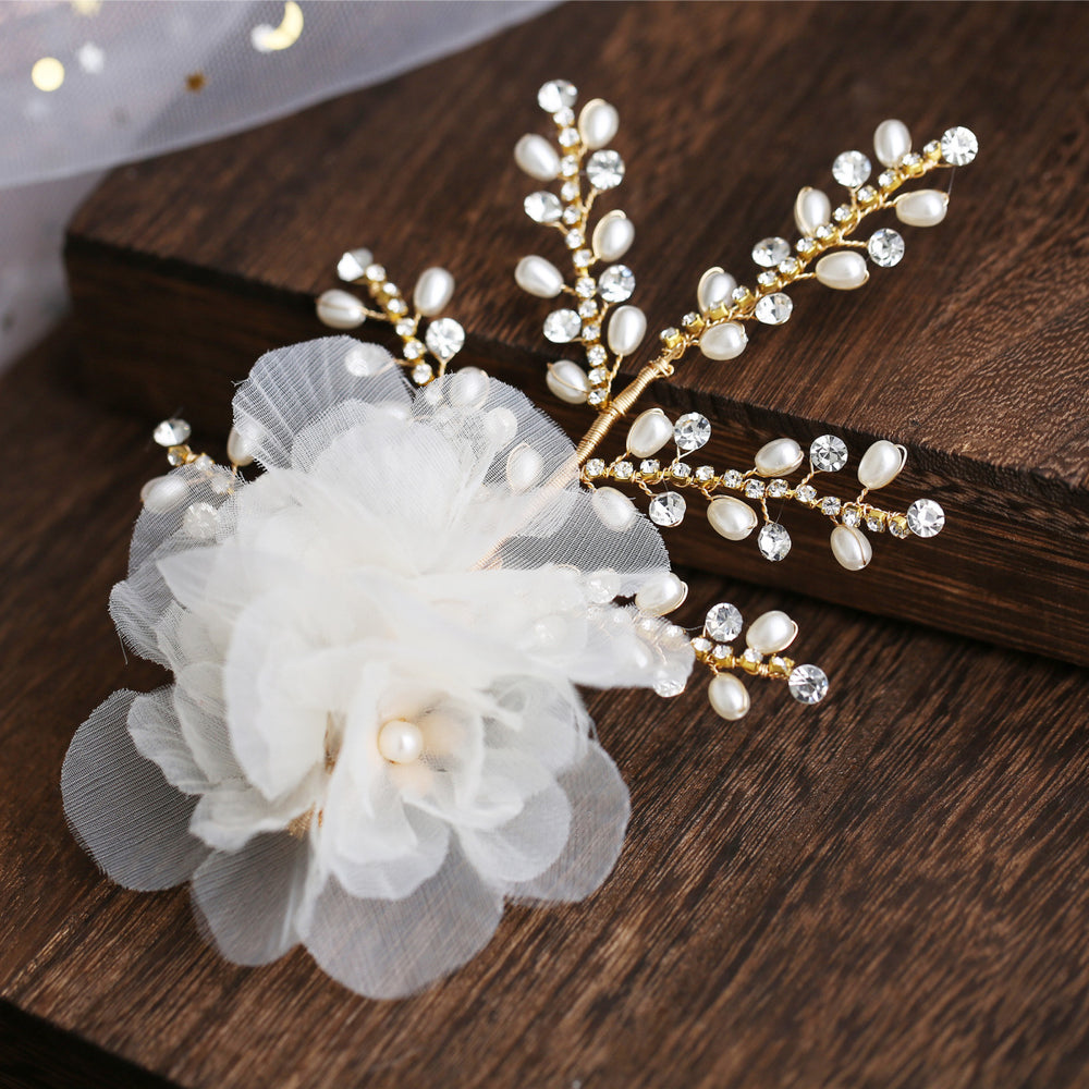 Miss You Pearl White Flowers Hair Pins
