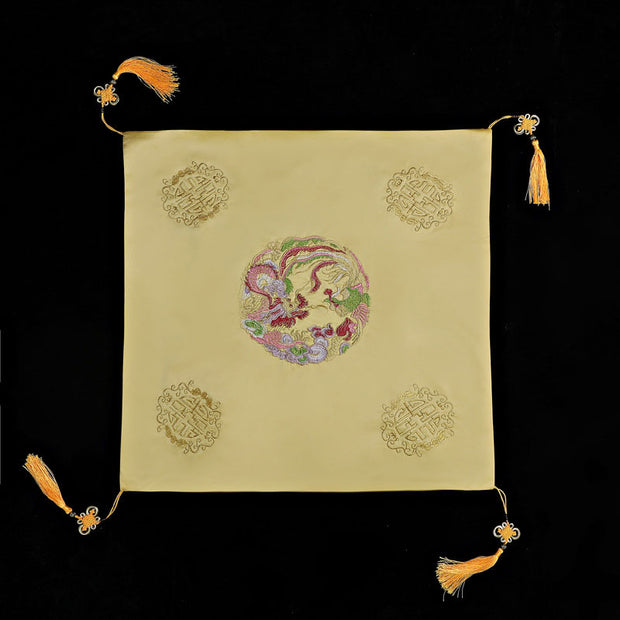 Yellow Embroidered Dragon Phoenix Chinese Wedding Bride Veil