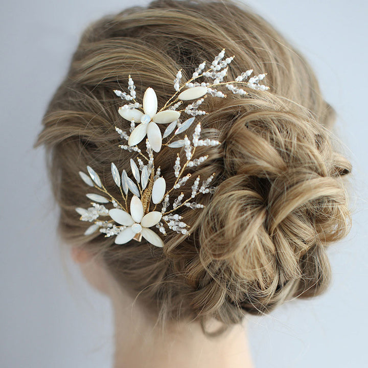 Rhinestone Chiffon Flower Bridal Wedding Hair Vine Clip