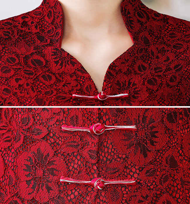 Lace V-neck Qipao / Cheongsam Top Blouse