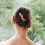 2 Pieces Gold Crystal Bridal Bridesmaids Wedding Hair Pins Clips