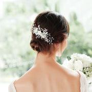 Silver Rhinestone Crystal Flower Bride Wedding Hair Comb