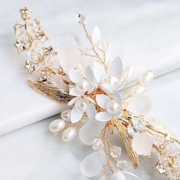 Rhinestone Pearl  Flower Bridal Wedding Hair Clip