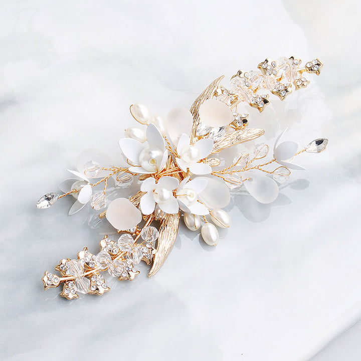 Rhinestone Pearl  Flower Bridal Wedding Hair Clip