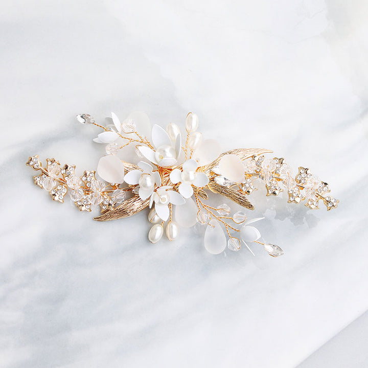 Rhinestone Pearl  Flower Bridal Wedding Hair Clip