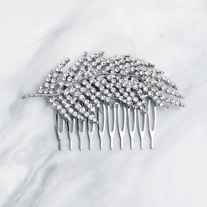 Rhinestone Leaf Bridal Wedding Side Hair Comb