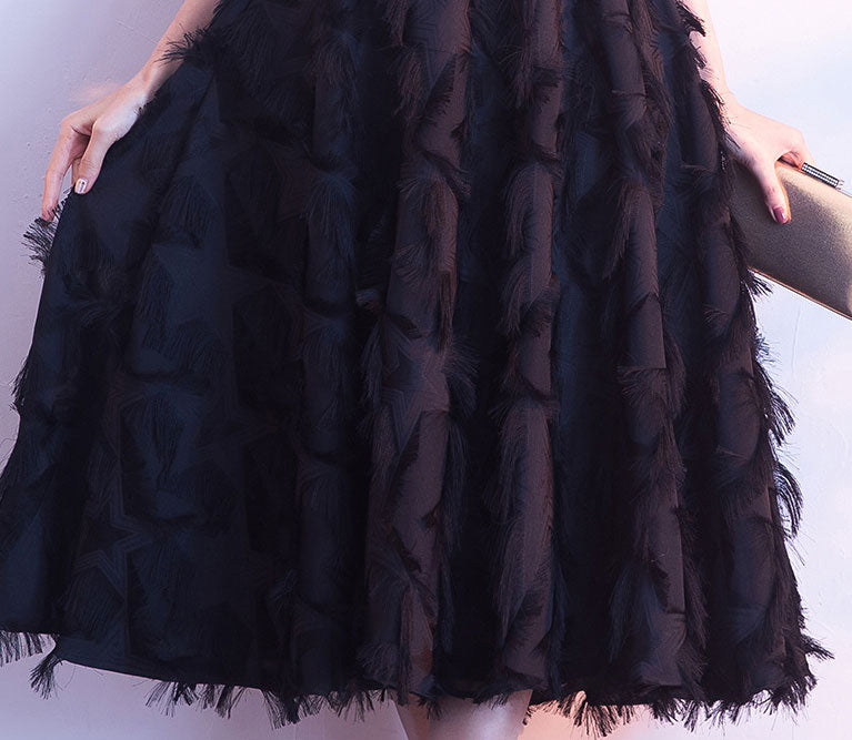 Black Red A-Line Mid Formal Dress