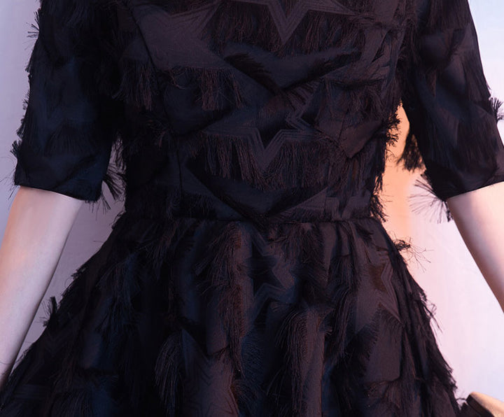 Black Red A-Line Mid Formal Dress