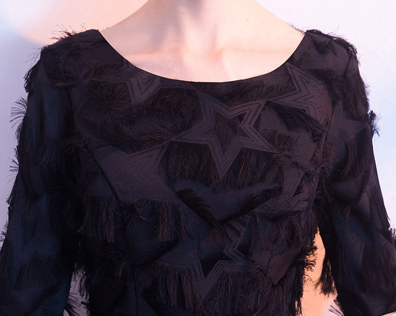 Black Red A-Line Mid Formal Dress