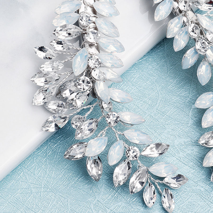 2 Pieces Rhinestone Crystal Flower Bride Wedding Hair Side Clips