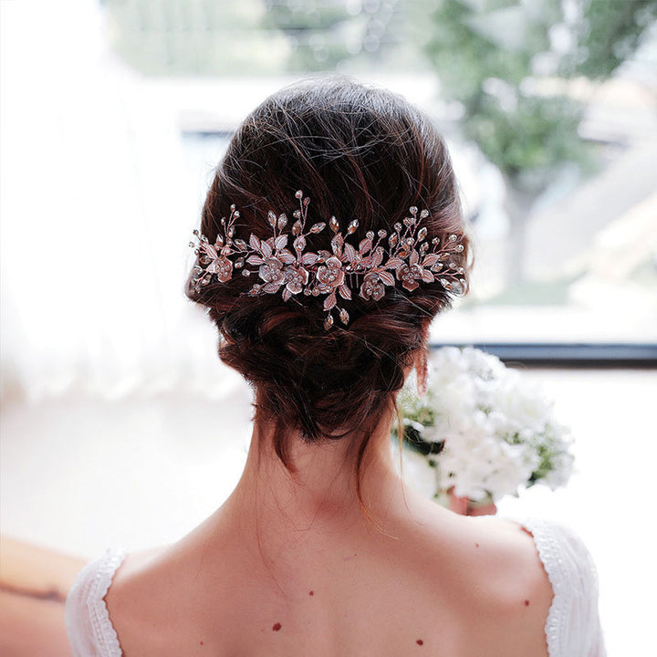 Rhinestone Petals Bride Wedding Hair Comb Pins
