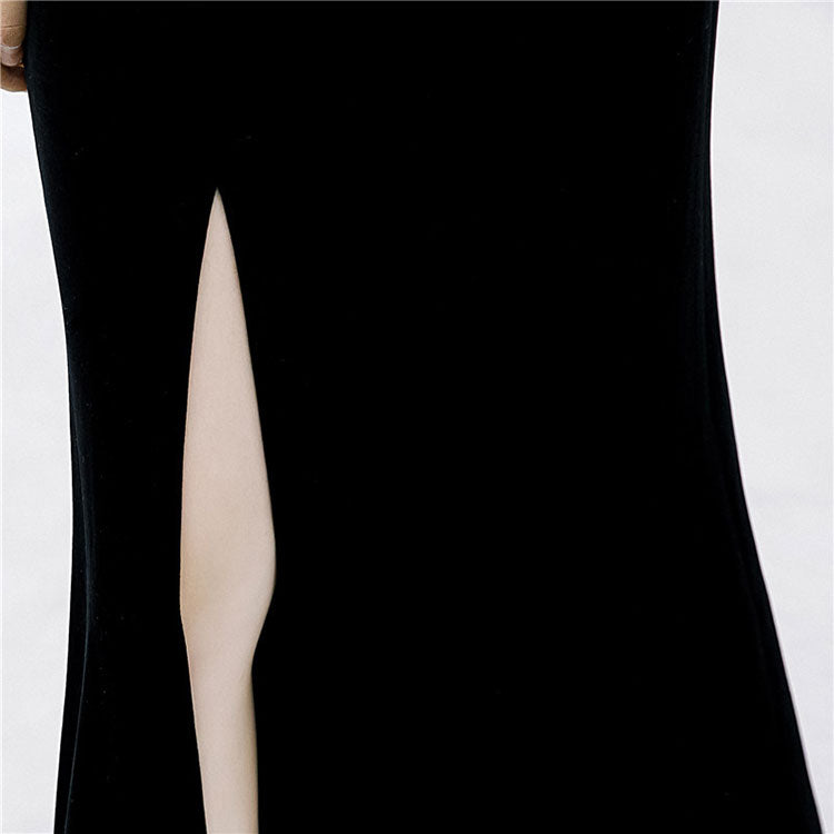 Velvet Thigh Split Fishtail Cheongsam Qi Pao Dress