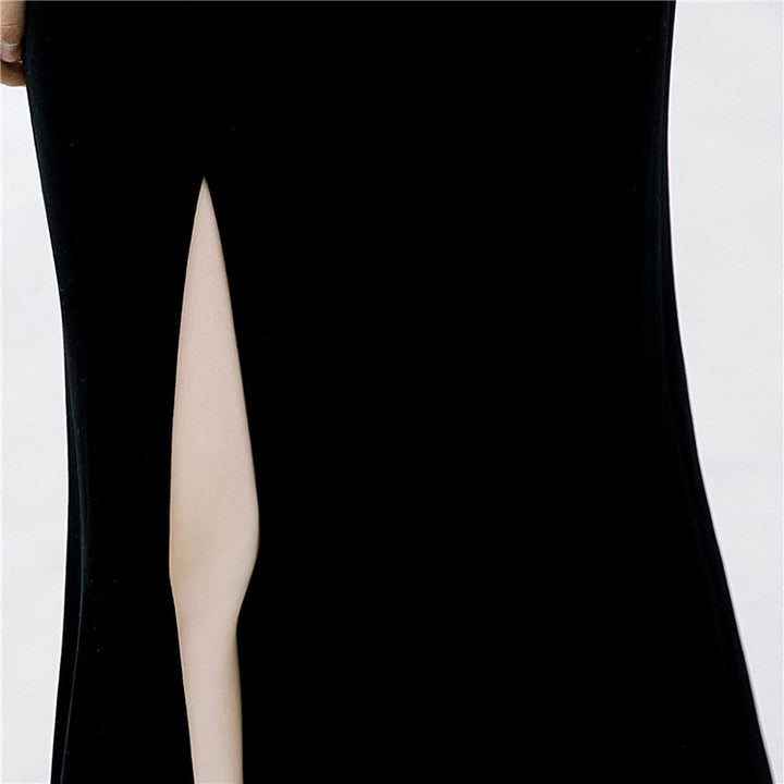 Velvet Thigh Split Fishtail Cheongsam Qi Pao Dress