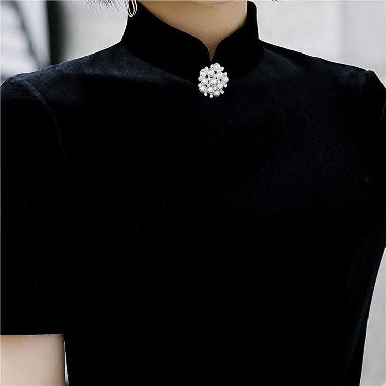 Velvet Thigh Split Fishtail Cheongsam Qi Pao Dress