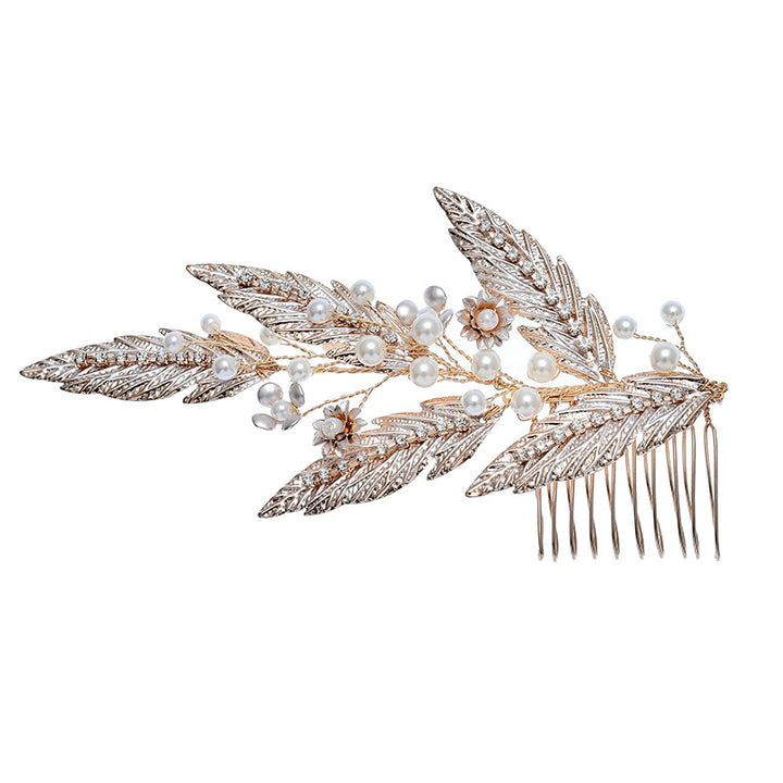 Pearls Leaf Wedding Bride Hair Comb Clip
