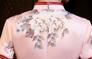 Pink Floral Mid Modern Qi Pao Cheongsam Dress