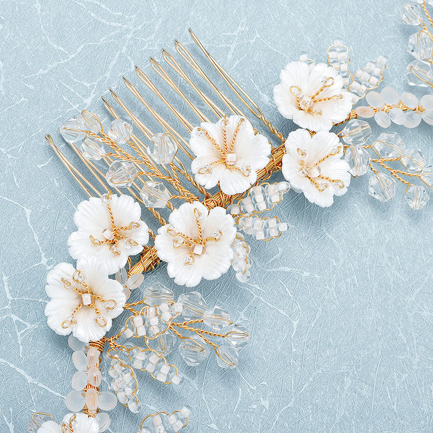Crystal Petals Bride Wedding Hair Vine Comb