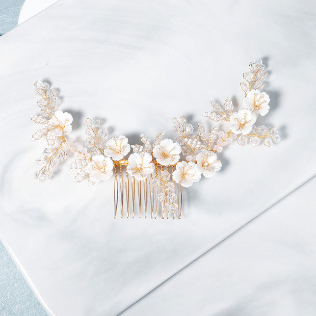 Crystal Petals Bride Wedding Hair Vine Comb