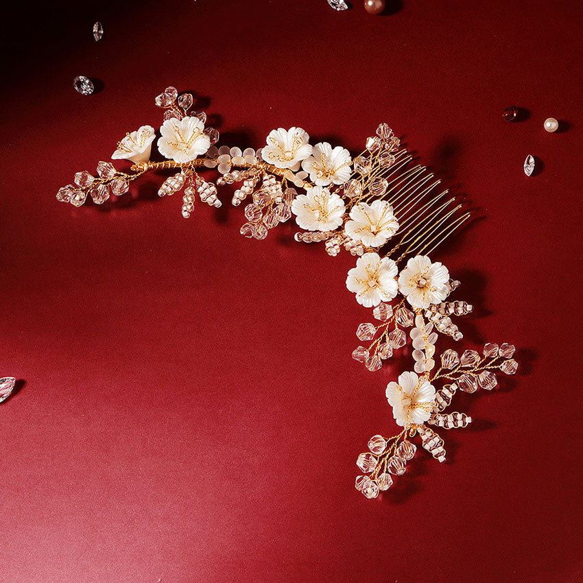 Crystal Petals Bride Wedding Hair Vine Comb
