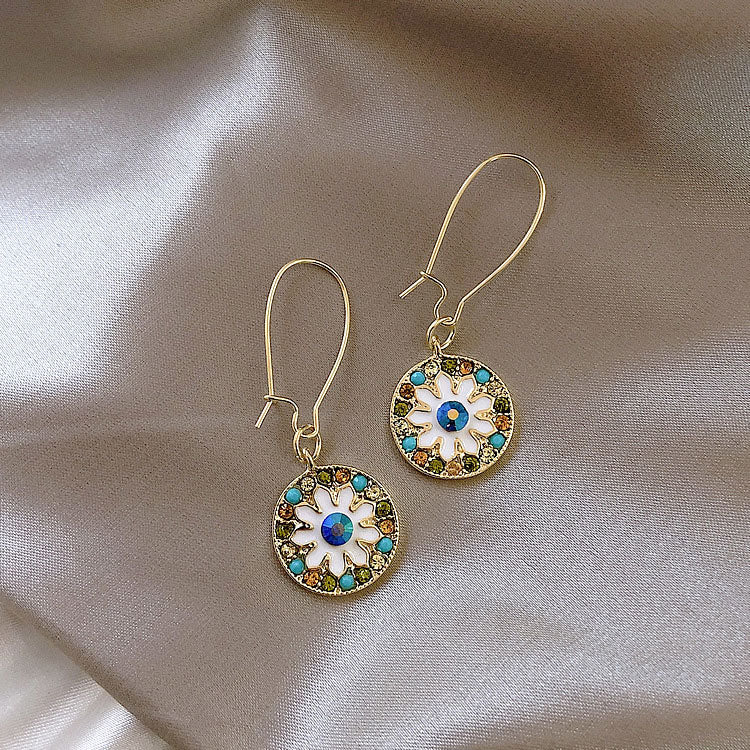 Cute Zircon Daisy Flower Drop Dangle Earrings