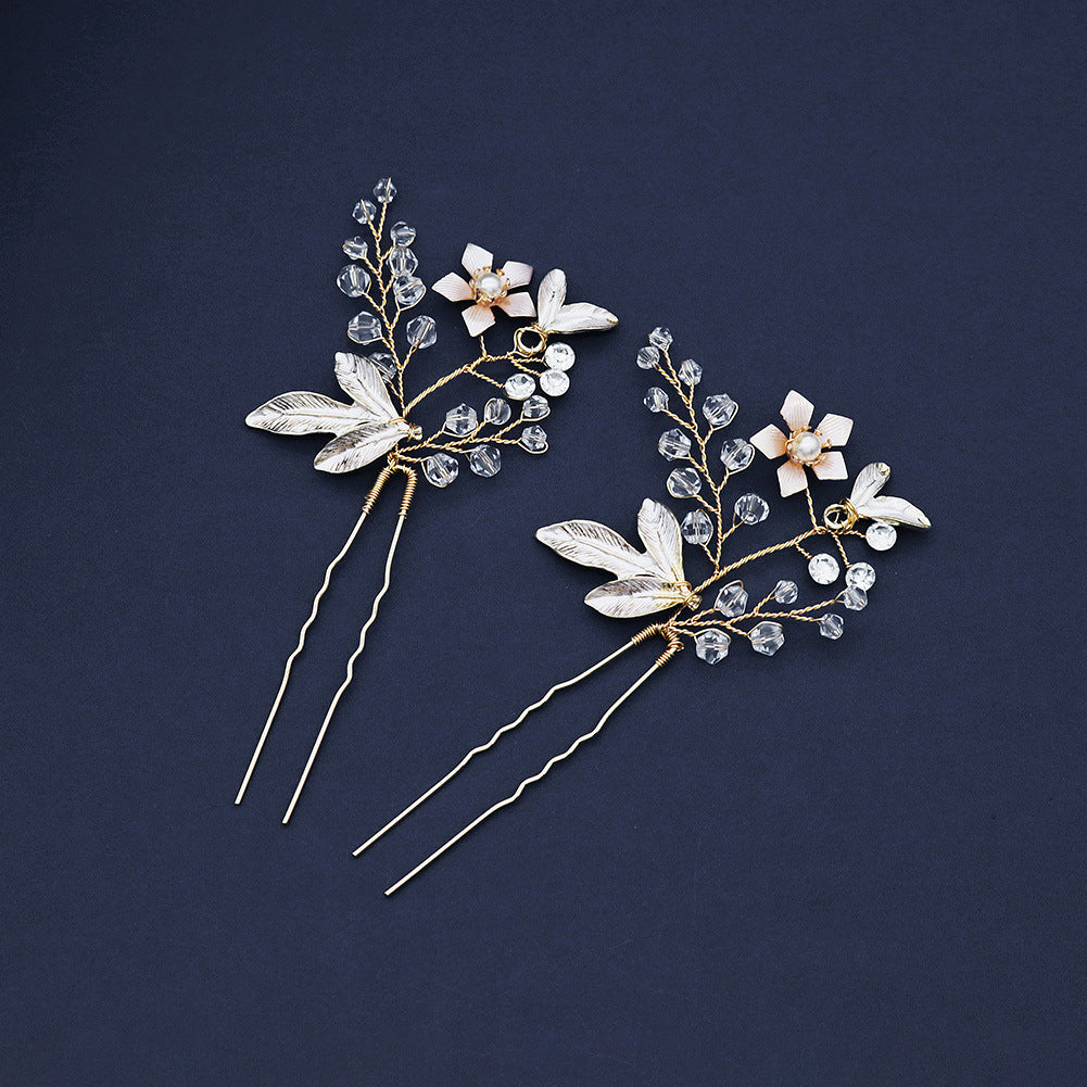 Gold Rhinestone Crystal Bride Wedding Hair Headband Vines Pins