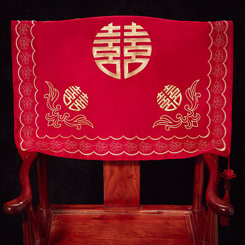 Red Vintage Embroidered Chinese Wedding Bride Veil