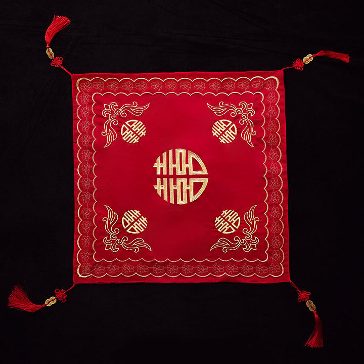 Red Vintage Embroidered Chinese Wedding Bride Veil