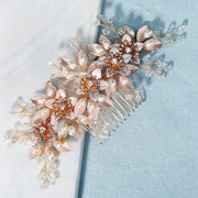 Crystal Pearls Flower Bride Wedding Hair Comb