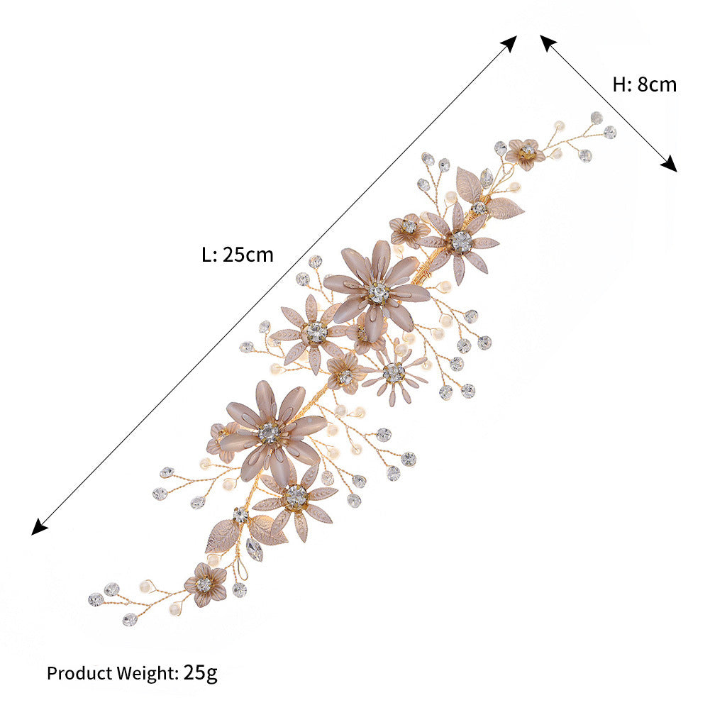 Gold Rhinestone Pearls Flower Bride Wedding Hair Clips