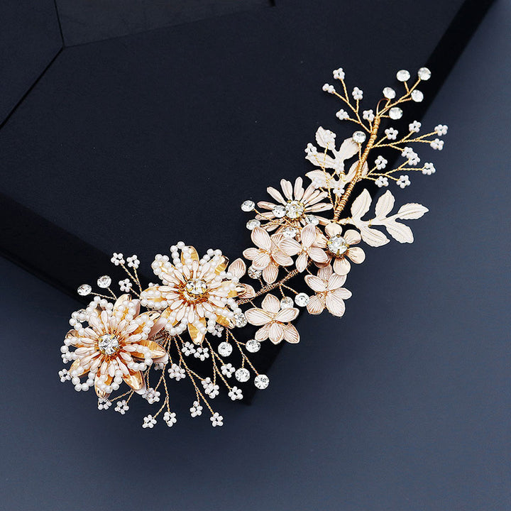Rhinestone Pearls Flower Bridal Wedding Hair Vine Clip
