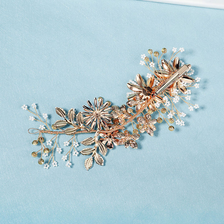 Rhinestone Pearls Flower Bridal Wedding Hair Vine Clip