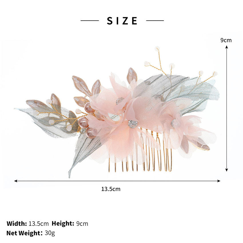 Rhinestone Fabric Flower Wedding Bridal Hair Comb