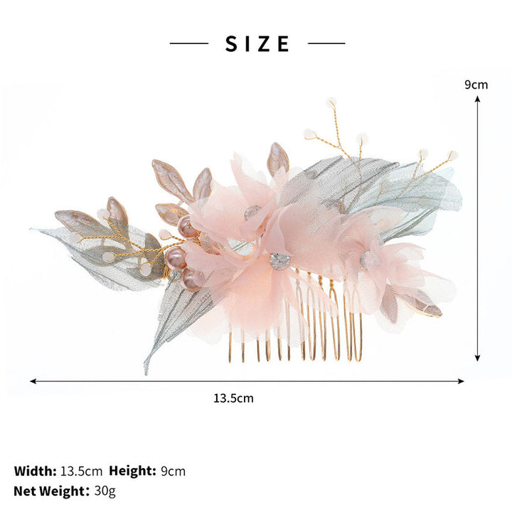 Rhinestone Fabric Flower Wedding Bridal Hair Comb