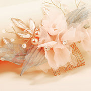 Rhinestone Fabric Flower Wedding Bridal Hair Comb