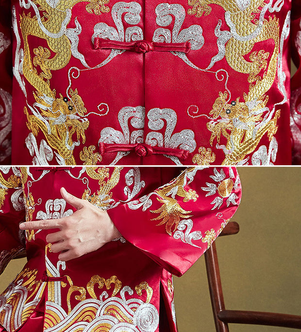 Embroidered Dragon Groom Dragon Wedding Qun Gua, Jacket & Skirt