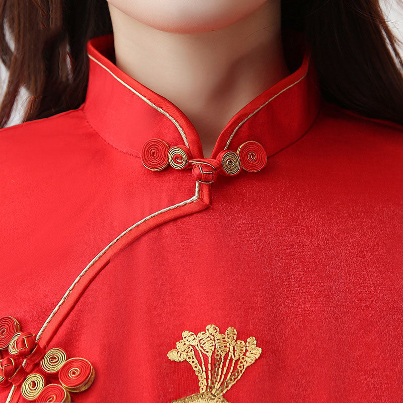 Gold Phoenix Fishtail Qipao / Cheongsam Wedding Dress
