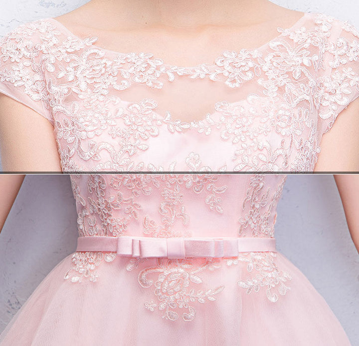 Pink Appliques Bridesmaids Short Tulle Wedding Dress