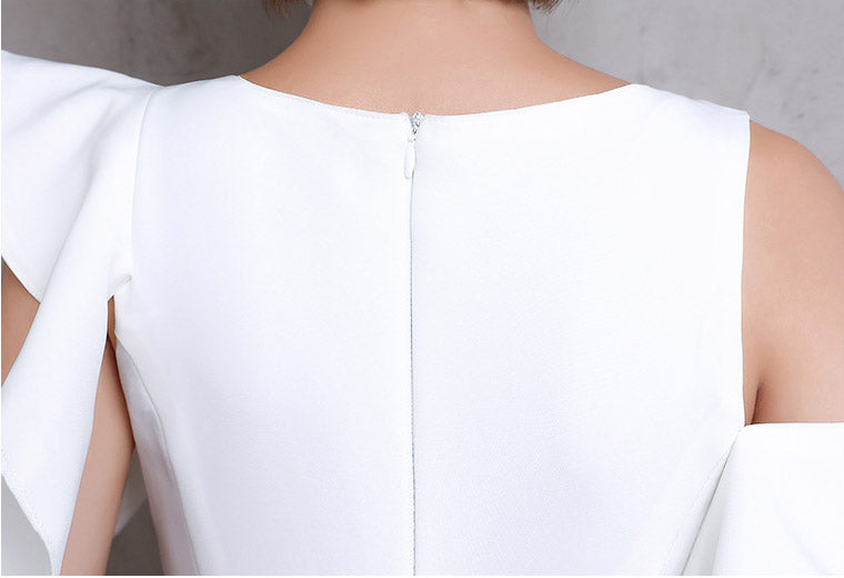 White A-Line Cold Shoulder Short Party Dress