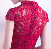 Red Lace Fit & Flare Cheongsam Qi Pao Prom Dress