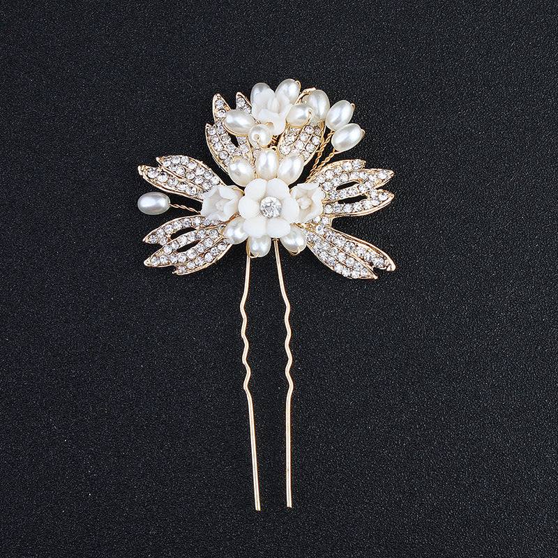 2 Pieces Rhinestones Pearl Bride Bridesmaid Wedding Hair Pins